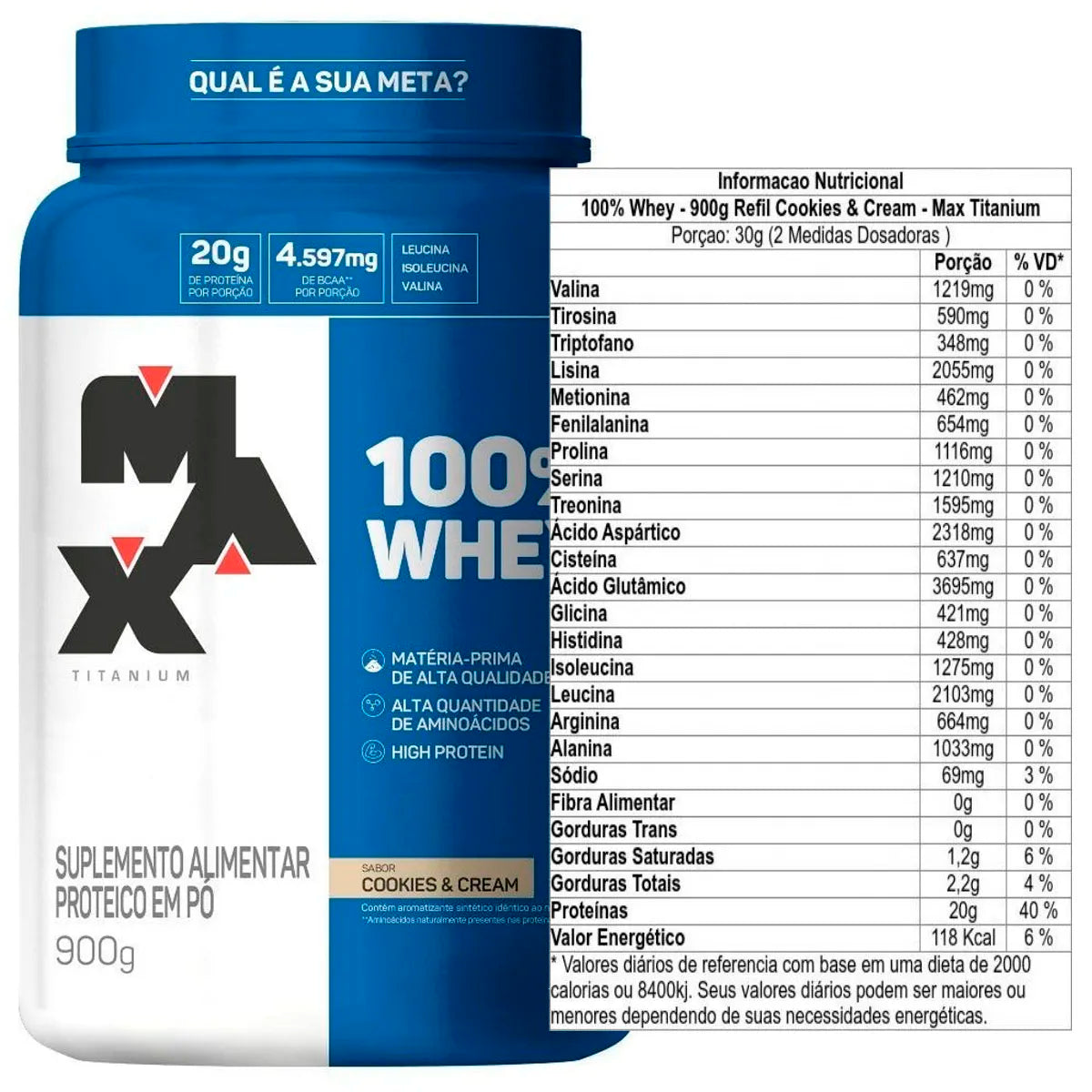 Max Titanium Refil 100% Whey Protein 900g