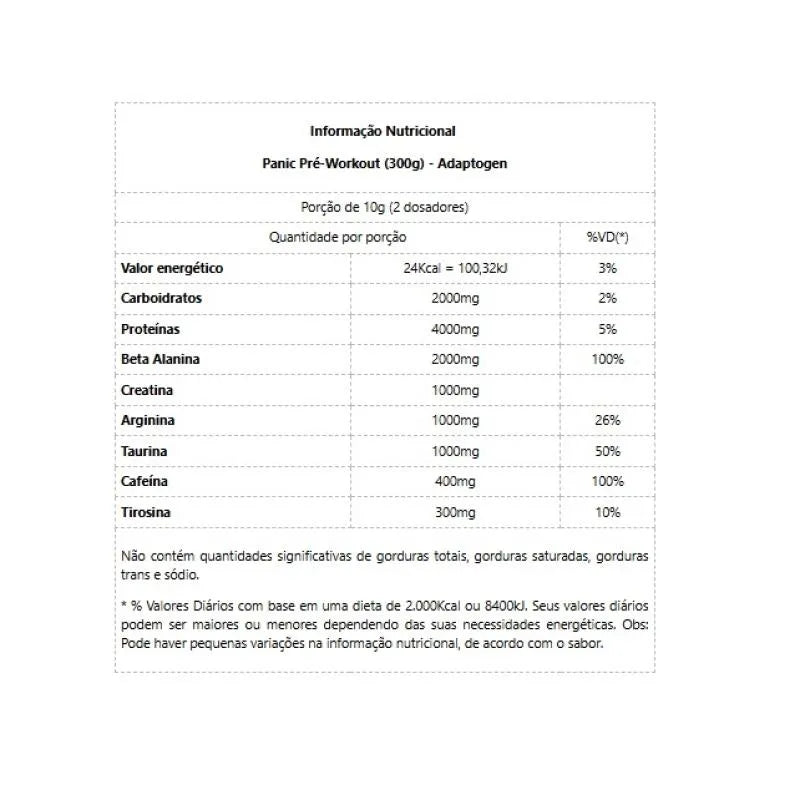 Adaptogen Pré Treino Panic 300g