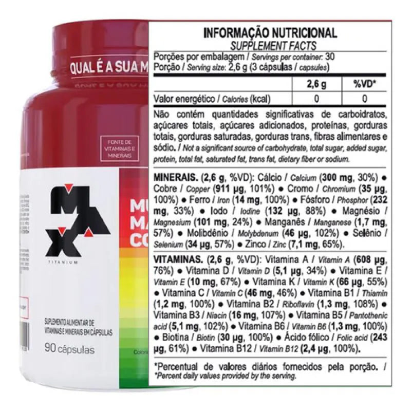 Max Titanium Multivitamínico Multimax Complex 90 Caps