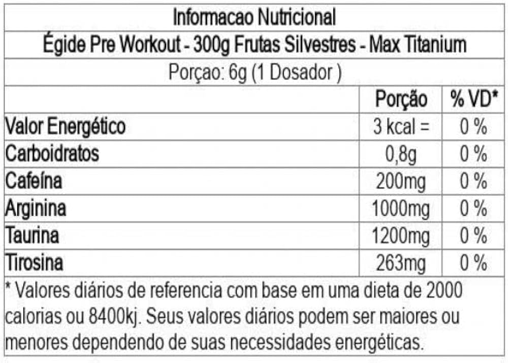 Max Titanium Pré Treino Égide 300g