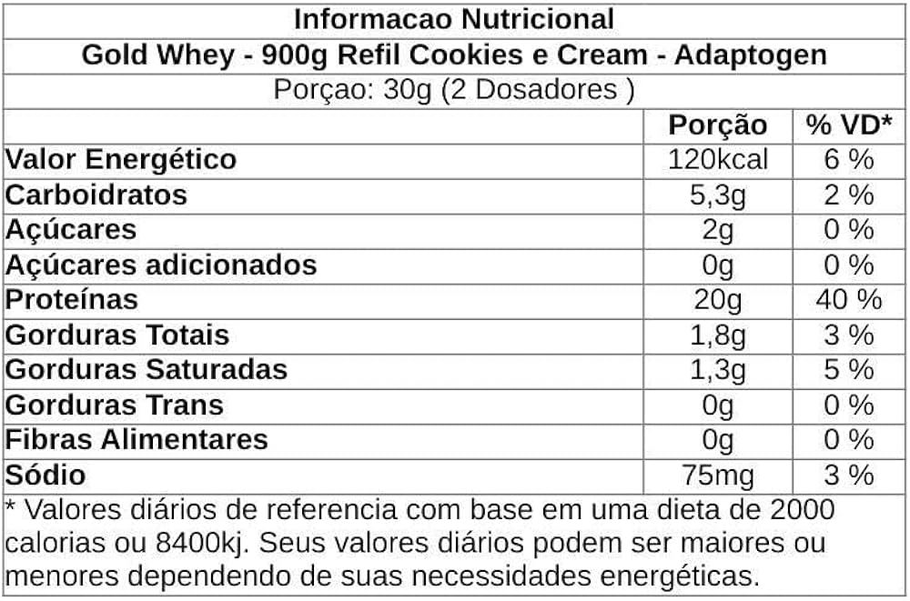 Adaptogen Refil Gold Whey Protein Concentrado 900g