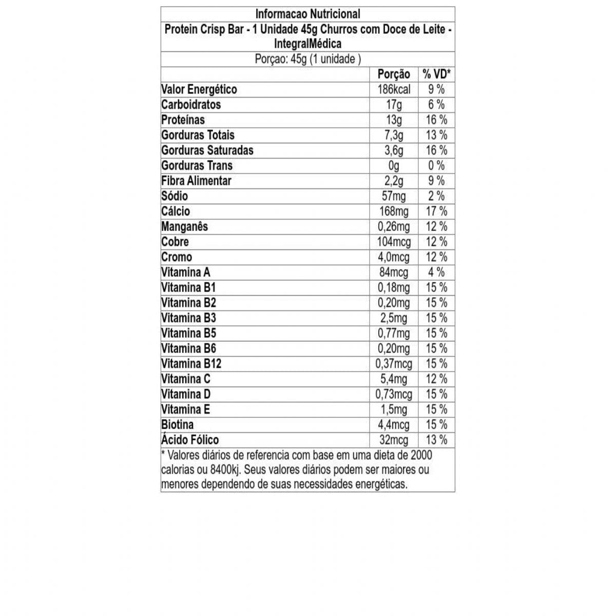 Integralmedica Crisp Bar 45g c/12 Churros C/Doce de Leite