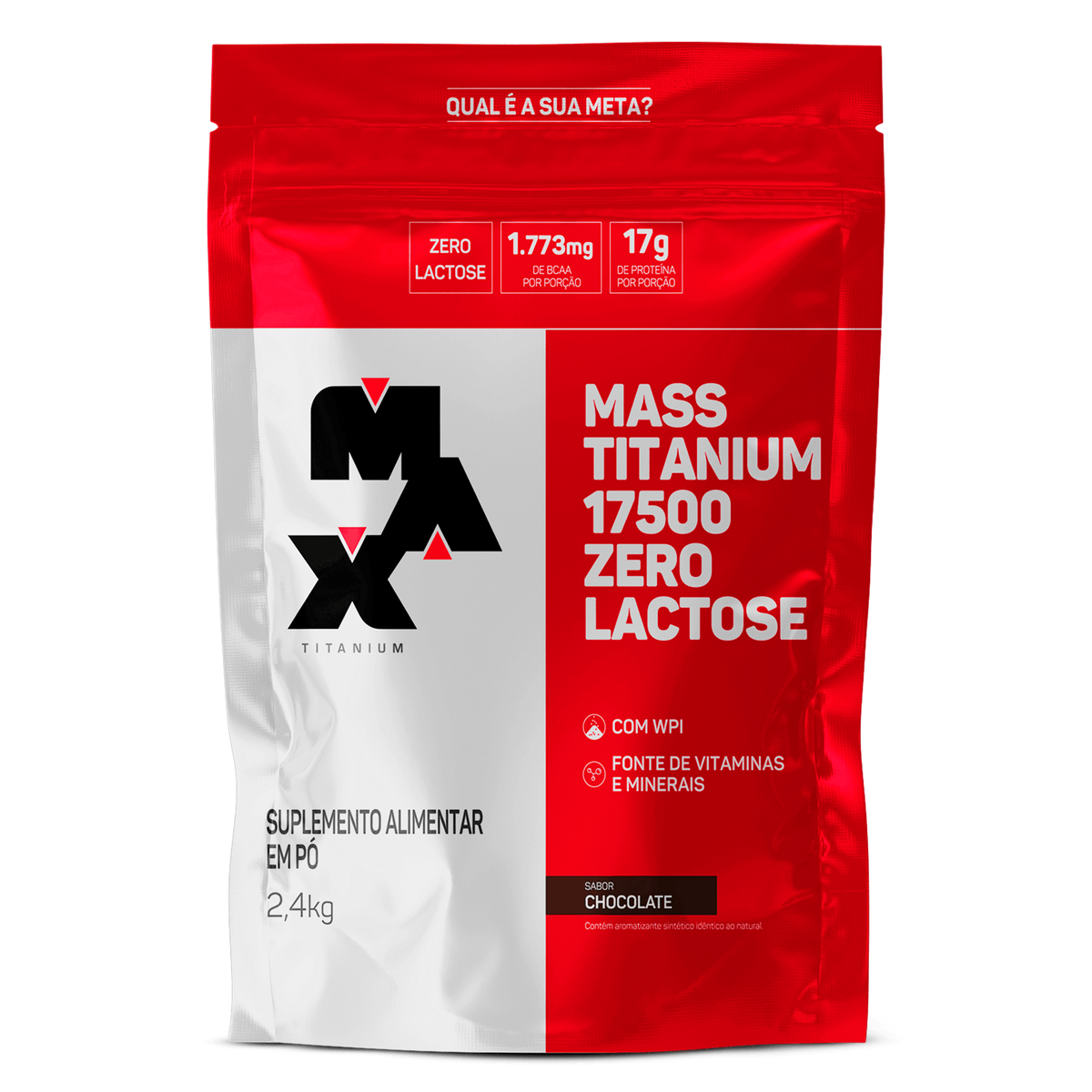 Max Titanium Refil Hipercalórico Mass Titanium 17500 2,4kg Zero Lactose