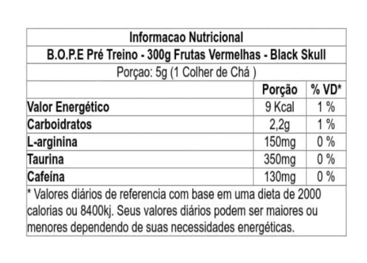 Black Skull Pré Treino BOPE 300g